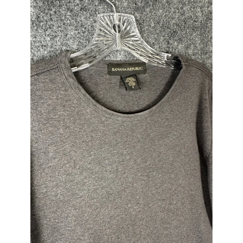 Banana Republic Vintage Mens Long Sleeve Cotton Tee Shirt Size S Grey Casual